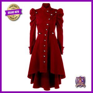 Vintage Steampunk Victorian Trench Coat Long Tail Gothic Elegant Statement Piece